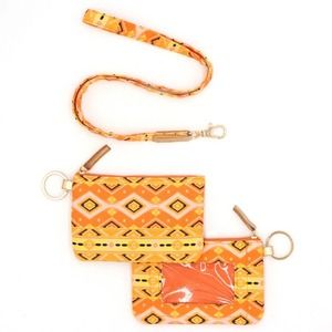 Orange Yellow Southwest Aztec Card ID Holder Keyring Keychain Lanyard